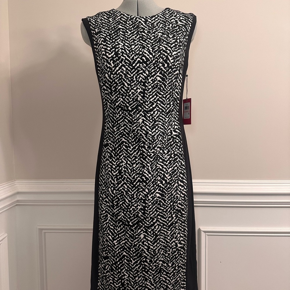 Vince Camuto Black and White Midi Dress